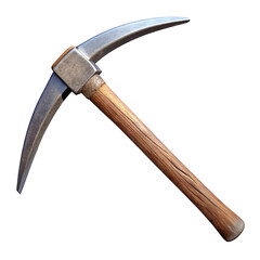 Heavy Pickaxe with a Wooden Handle and Curved Metal Head