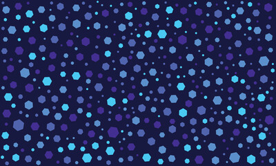 Mystic Night Hexagon Pattern, Deep Indigo and Neon Blue