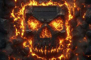 Fiery Stone Skull Battle Map Game Background