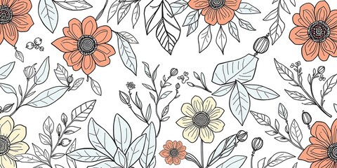 Naturalistic Botanicals: Organic Line Art on Patterned Backdrops