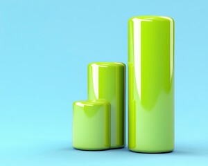 Glossy Lime Green Cylindrical Chart on Pale Blue Background