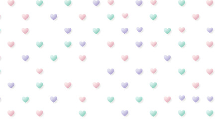 Pastel pink purple green heart pattern seamless design background love on transparent background