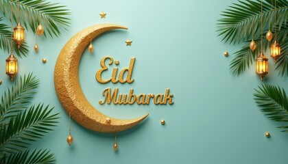 awesome Eid Al-Fitr greeting card with dates and branches
