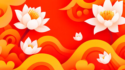 Fototapeta premium Festive Chinese traditional wave pattern background, creative Chinese style decorative background concept illustration