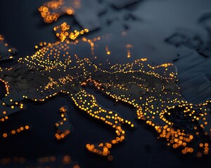 A glowing financial map showcasing bondfunded regions, State Enterprise Bonds, regional market impact