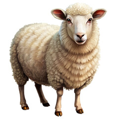 Adorable White Sheep with Thick Wool and Gentle Expression