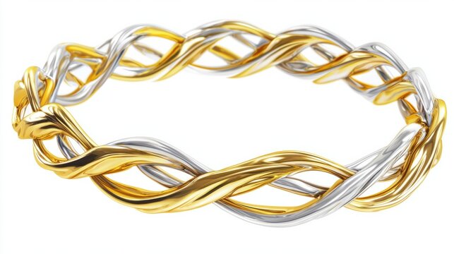 Elegant Twisted Gold and Silver Ring with Intricate Design