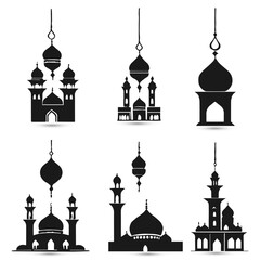 Set collection logo Islamic mosque muslim symbols of Ramadan Mubarak
