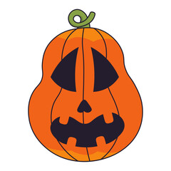 Halloween Pumpkin Face Isolated on White Background. Flat Vector Illustration