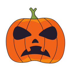 Halloween Pumpkin Face Isolated on White Background. Flat Vector Illustration