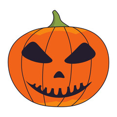 Halloween Pumpkin Face Isolated on White Background. Flat Vector Illustration