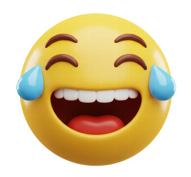 3D Rendering laughing emoji with tears isolated on white background