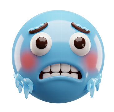Blue cold freezing face emoticon