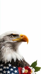 Patriotic Bald Eagle with Floral Tribute