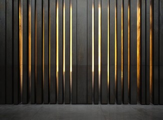 Obraz premium Illuminated vertical metal slats wall.