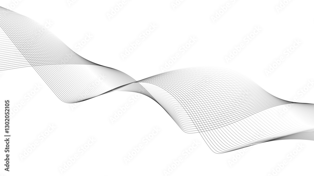 Wall mural abstract black lines wave curve motion on white background. thin line wavy abstract vector backgroun