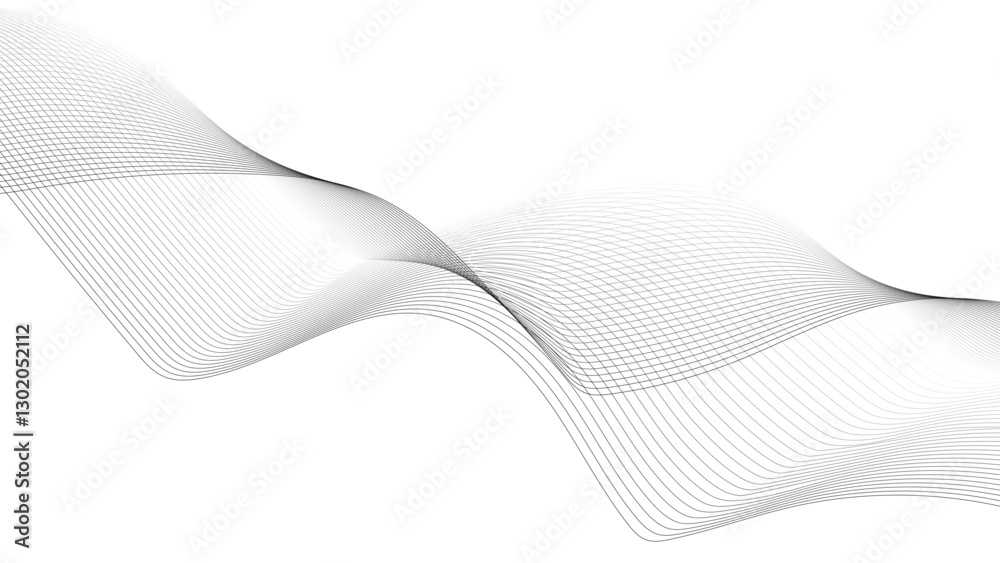 Wall mural abstract black lines wave curve motion on white background. thin line wavy abstract vector backgroun