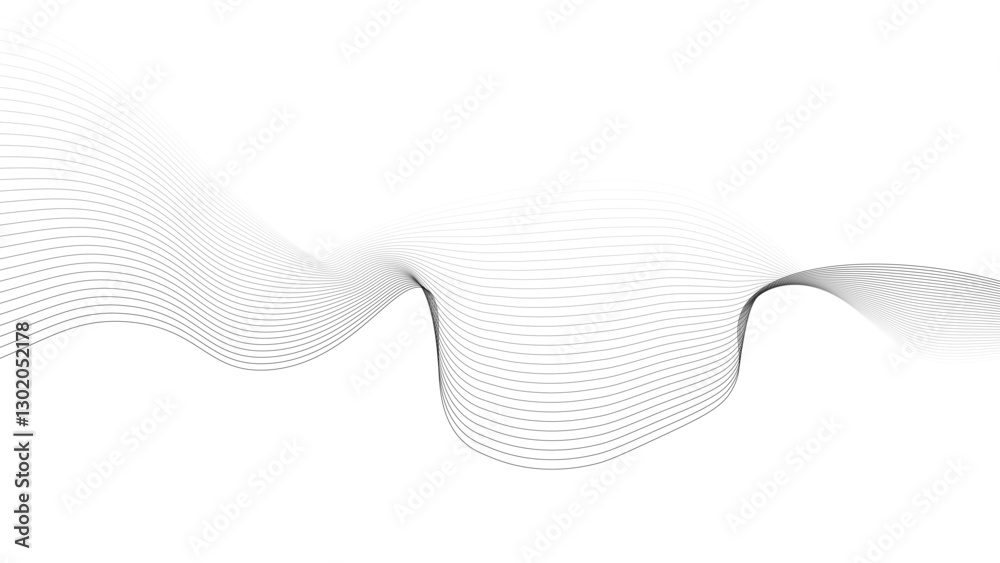Wall mural abstract black lines wave curve motion on white background. thin line wavy abstract vector backgroun