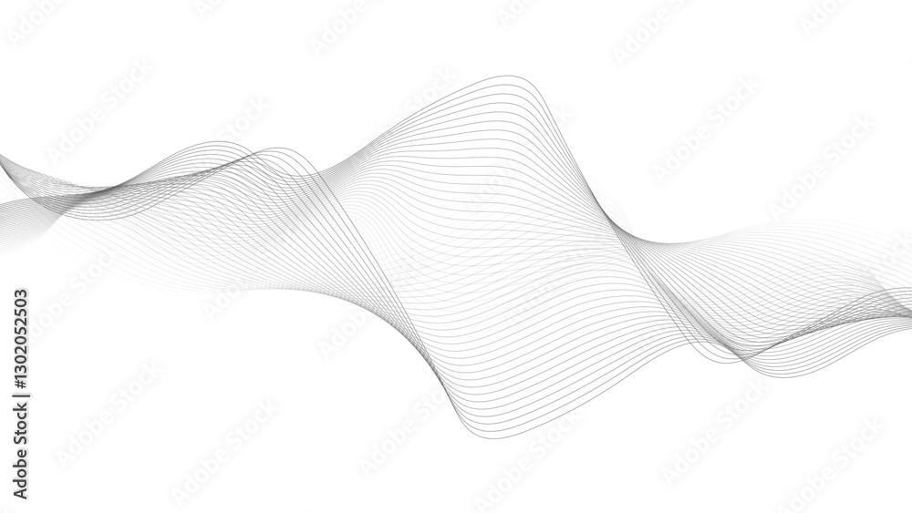 Wall mural abstract black lines wave curve motion on white background. thin wavy line abstract background. wavy