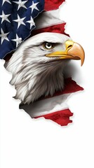 American Flag Eagle Patriotism Symbol Ripping Through A White Surface Patriotic Bird Artwork Design