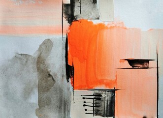 Minimal Abstract color composition in red warm orange 