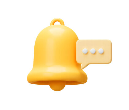 3D Bell notification with speech bubble. Social media message. Subscribe to the channel.