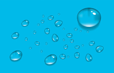 3D Water drops editable on blue background