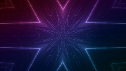 blau violett leuchtende sternförmige Lichtpunkte, digitaler Datentransfer, KI, AI, Internet, Energie, Datenfluss, Technologie, Wissenschaft, Forschung, Algorithmus, Hintergrund, Zentrum, Mitte