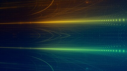 Digitaler Datenstrom - schnelles Internet, Energie, Forschung, Wissenschaft, Innovation, Technologie, Computer, Netzwerk, Kommunikation, künstliche Intelligenz, Digitalisierung, orange, grün