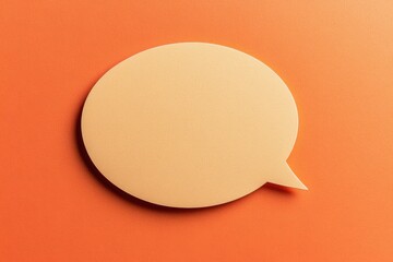 A beige speech bubble sits on a bright orange background
