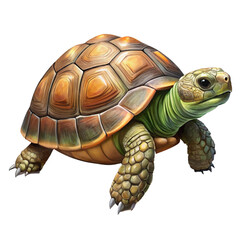 Yellow-Brown Turtle with a Hard Shell and a Curious Expression