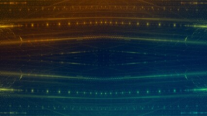 grün gelb leuchtende Lichtpunkte, digitaler Datentransfer, KI, AI, Internet, Energie, Datenfluss, Technologie, Wissenschaft, Forschung,  Algorithmus, Hintergrund, Zentrum, Mitte