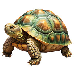 Realistic Green Tortoise with a Textured Shell and Strong Legs