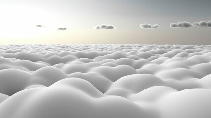 Obraz premium Skyward Dreamscape A Sea of Cloud Formations at Dusk Under a Serene Horizon with Soft Light Scape