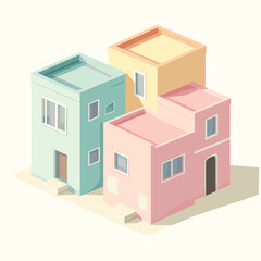 Isometric Colorful Mediterranean-Style Buildings