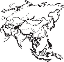 vector illustration of a asia continent map
