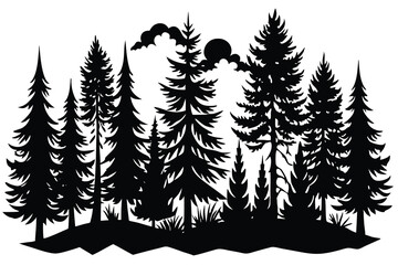 Obraz premium Silhouette tree fores vector illustration Ai generated