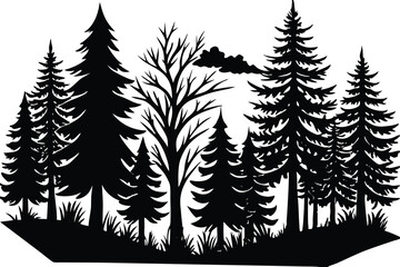 Obraz premium Forest silhouette vector illustration Forest silhouette Icon