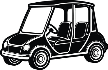 Fototapeta premium Black and white golf car illustration vector