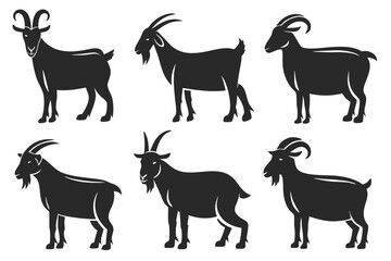 set of Goat Silhouette vector illustration