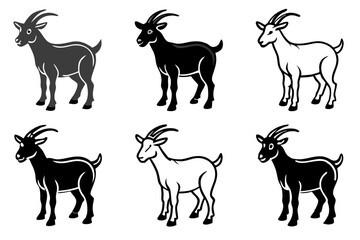 set of Goat Silhouette vector illustration