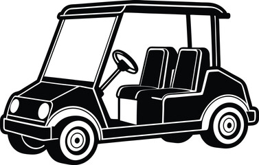 Fototapeta premium Black and white golf car illustration vector