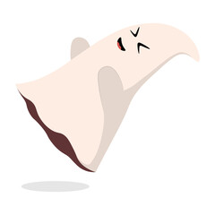 Cute Halloween Ghost in Flat Design. Vector Illustration