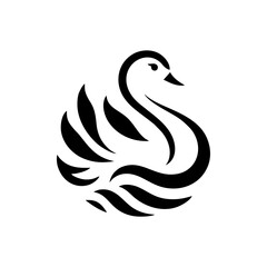 Obraz premium Elegant Swan Silhouette with Flowing Lines