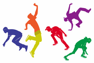set of Parkour Silhouette vector illustration