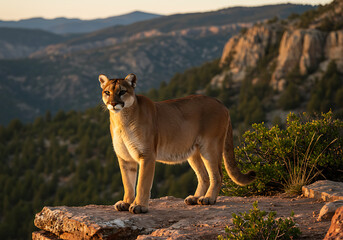 Majestic Mountain Lion at Sunset: A Stunning Wildlife Photography