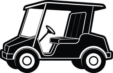 Golf Cart Silhouette Illustration for Leisure and Recreation Designs