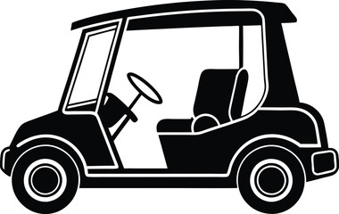 Golf Cart Silhouette Illustration for Leisure and Recreation Designs