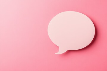 A pink speech bubble floats against a vibrant background color