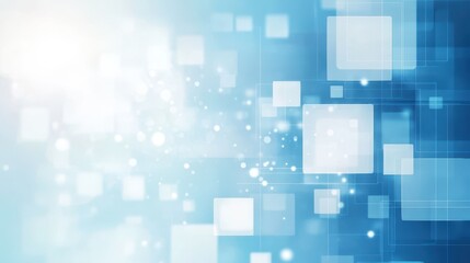 Abstract background features overlapping squares with soft glowing light
